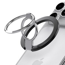 엑씨 전기종 탈부착 맥세이프 호환 2단 접이식 스마트링 거치대 스마트톡 03, 블랙, 1개