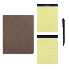 標準A4文件板夾 + A4便條紙簿套組 顏色隨機 50張 2本組 + 3色原子筆, 米色, 1套