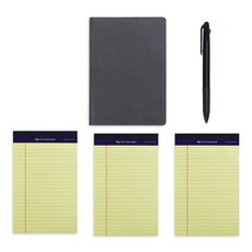 Pad Folio + Legal Pad 50 張 x 3p + 3 支彩色圓珠筆 A5, Pad folio（灰色）、Legal Pad（顏色隨機）, 1套