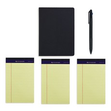 Standard on Heritage 文件板夾 + A5美式筆記本 50張 x 3入 + 3色原子筆 套組, BLACK(文件板夾), 隨機出貨(美式筆記本), 1套
