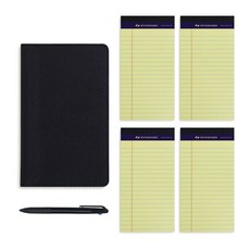 標準文件夾 Mini + Legal Pad Mini 套組 隨機顏色 50張 4本裝 + 3色原子筆, 黑色, 1套