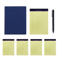 標準文件板夾 B5 + B5法律便條紙組合 隨機顏色 50張 5本裝 + 3色原子筆, 海軍藍, 1套