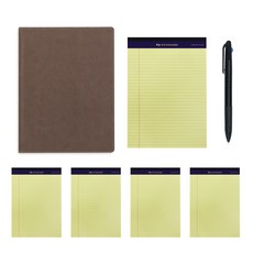 標準筆記本 B5+法律紙 B5組合 隨機顏色 50張 5本+3色原子筆, Pad folio（棕色）、Legal Pad（隨機發貨）, 1套