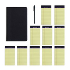 標準迷你文件夾 + 迷你法律便條紙套裝 隨機顏色 50張 10本裝 + 3色原子筆, 黑色, 1套