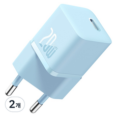 베이스어스 GaN5 20W 아이폰 미니 고속충전기 C타입, 블루, 2개