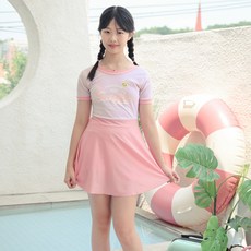 CocoDream 女款青少年微笑內褲連身防曬衣泳裝 1002