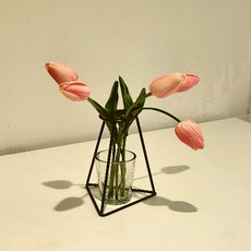 Alice Home 鐵製黑色線條花卉玻璃花瓶 圓潤三角形, 單一顏色