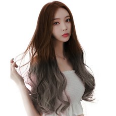 GABAL WITH U型雙色半假髮60cm 297g, 淺+灰, 1個