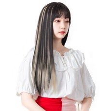 GABAL WITH 寬版彩色亮點直髮髮片4入 + 金蔥髮絲接髮組合, 米色(彩色髮片), 隨機出貨(接髮), 1個