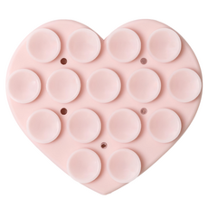 GOOSPERY 粉彩色 雙面吸盤式矽膠愛心固定墊, 1個, 淺粉色