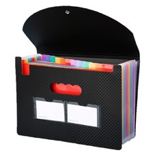 Rota 13格彩虹風琴式附蓋文件夾, 1個, 黑色