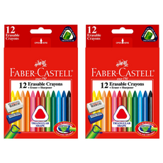 FABER-CASTELL 輝柏 三角擦擦蠟筆, 2盒, 12色