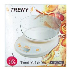TRENY 烘焙料理秤 大托盤 3KG, 白色
