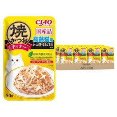 INABA CIAO 啾嚕 高齡貓 鰹魚燒晚餐系列, 96包, 50g, 柴魚片 + 干貝