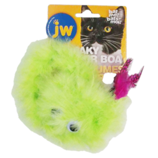Petmate jw 長尾綠毛貓草玩具 可愛造型 壓著會發出啾啾聲, 綠色, 1個