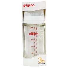 pigeon 貝親 第三代母乳實感玻璃奶瓶 M Y字孔奶嘴 3個月以上, 純淨白, 240ml, 1個