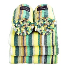 CLAUMAN Life & Base 洗臉毛巾 200g 30支棉紗, 綠意條紋, 5個