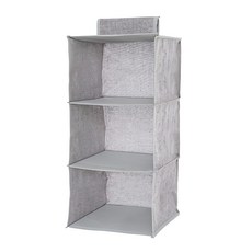 百特兔寶 棉麻三格吊掛收納袋 29*29*60cm, 灰色