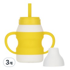 맘스트리 마시멜로 실리콘 빨대컵, 망고, 3개, 180ml