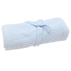 奇哥 經典棉織洞洞毯 用途廣泛 可做遊戲毯 包巾使用 S尺寸, 粉藍