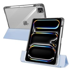 J-Road Shine Clear Apple Pencil收納滑動分離式平板電腦保護殼, 天藍色, 1個