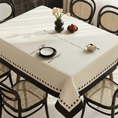 하루이 모던 화이트블랙 고급 식탁보 테이블보, H하트, 1개, 90 x 140 cm