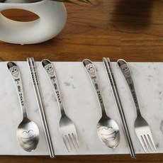 FINE SENSE 孩童餐具組 湯匙 2入+筷子 2雙+叉子 2入, 混色, 1組