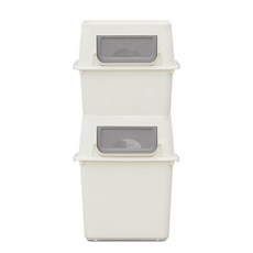 Living Smile 坦克分類回收桶 中型 + 大型, 象牙白, 1套