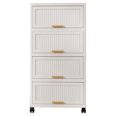 SC優選 加厚翻蓋式收納櫃 可移動萬向輪 四層60面寬 本白