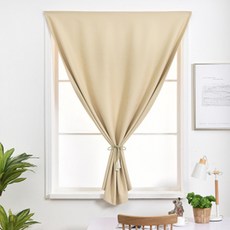 Zipdree 魔鬼氈黏貼式客廳防風遮光窗簾, 米色