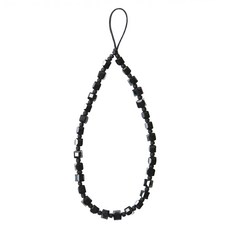 ekax 水晶方珠手機掛繩, 曜石黑, 1條