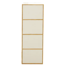 LiFArt 日系簡約附門四層收納櫃 白門 春日橡木色 置物櫃, 118 x 42 x 28cm