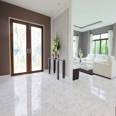 DEKOREA 黏貼式翻新簡易地板貼, HBS77706大理石白, 寬 100cm x 長 10m