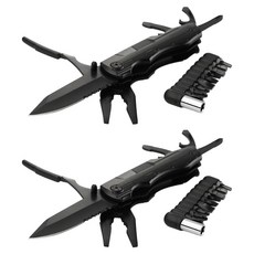 Dr.Tools 折疊 MacGyver 多用途刀 18 合 1 炭黑色, 2個