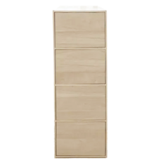 LiFArt 日系簡約附門四層收納櫃, 118 x 42 x 28cm, 純白橡木色