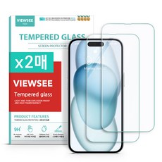 뷰씨 아이폰 고선명 투명 풀커버 9H 강화유리 휴대폰 액정보호필름 2매, 1세트