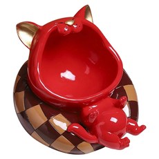 摩達客 春節開運招財招財貓手機架擺飾 聚寶盆糖果收納好物 沙發旁裝飾, 紅色