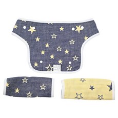 vanibaby 六層紗背帶口水巾 3件組 全棉材質 四季皆適用 無螢光劑 無甲醛, 小星星款, 1組