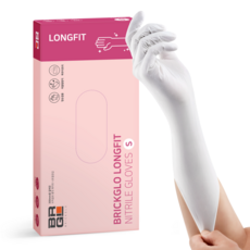 BRICKGLO 長版丁腈手套 50入, 白色, 小(S), 1個