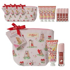 Cath Kidston 玫瑰木色潤唇膏 + 護手霜 + 化妝包套組, 5套