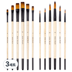 O-ON 多用途壓克力水彩油畫美術刷具 12種組, 3套, 12種