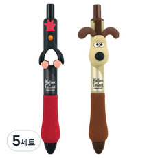 핑크풋 월레스와 그로밋 통통 중성펜 2종 세트 0.5mm, 그로밋 + 맥그로우, 5세트