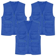 멀티포켓 작업 망사 조끼, 블루, 3개