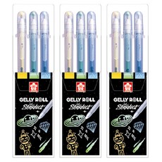GELLY ROLL 櫻花星塵 3件組 B 1.0mm, 3套, 托帕石黃, 蛋白石綠, 海藍寶石藍