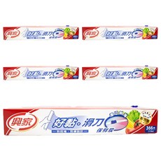 興家 好黏滑刀保鮮膜, 防回捲防蟑設計, 366尺, 30cm, 110m, 5盒