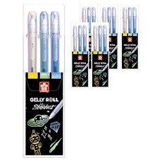 GELLY ROLL 櫻花星塵 3件組 B 1.0mm, 6套, 托帕石黃, 蛋白石綠, 海藍寶石藍