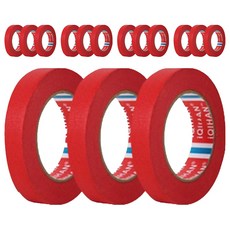 iQIHAN 彩色紙膠帶 15mm x 15m, 15個, 紅色