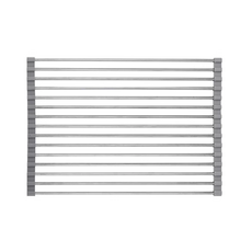 捲簾式瀝水架 矽膠+金屬材質 圓管, 灰色 + 銀色, 1個