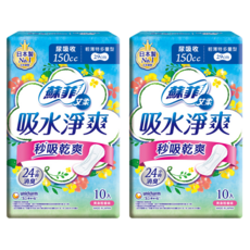 SOFY 蘇菲 Aile 艾柔 吸水淨爽護墊 輕薄特多量型150cc 爽身粉香味, 29cm, 10片, 2包