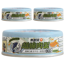 ParkCat 貓樂園 無敵罐超棉肉泥主食貓罐 器官保健 98%鮮肉含量 添加Asahi啤酒酵母, 80g, 3個, 鮪魚 + 鱸魚